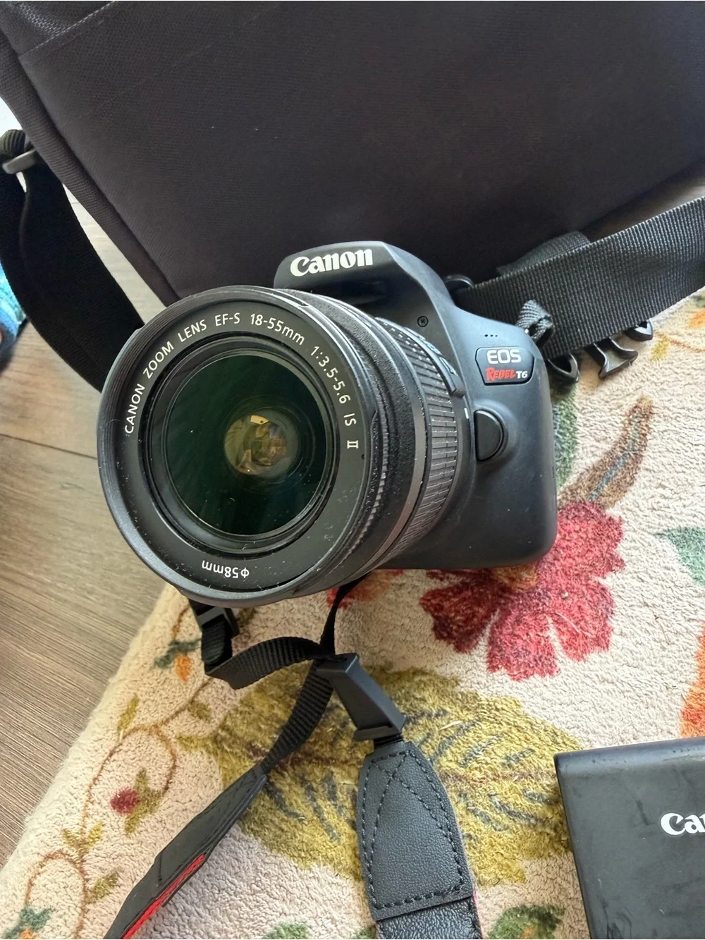 Canon EOS Rebel T6 DSLR Body in Black plus two lens / bag / 128 GB SD card